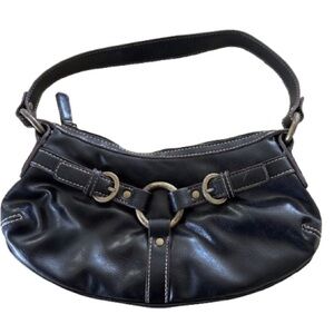 Nine West Y2K Black Mini Hobo Shoulder Bag Buckle Hardware